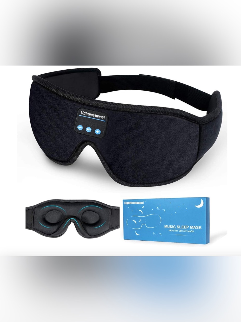 Black Bluetooth Music Sleep Mask with Speakers